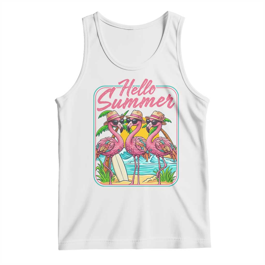 Summer Flamingo Pink Tank Top Tropical Palm Tree Beach Vacation TS14 White Print Your Wear