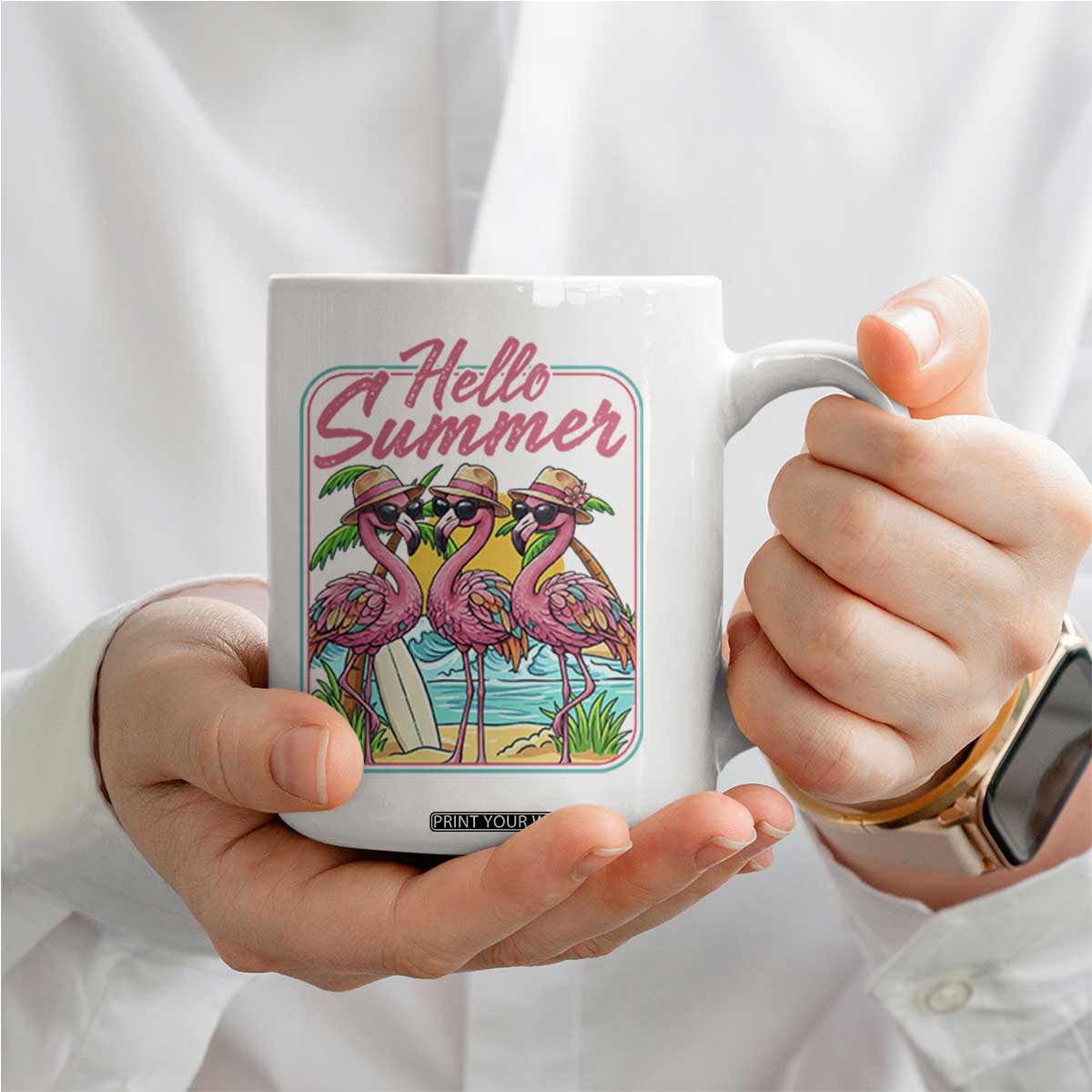 Summer Flamingo Pink Coffee Mug Tropical Palm Tree Beach Vacation TS14 Print Your Wear