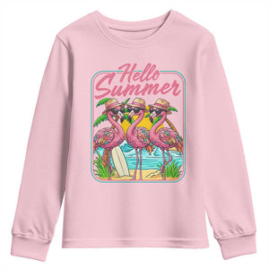 Summer Flamingo Pink Youth Sweatshirt Tropical Palm Tree Beach Vacation TS14 Light Pink Print Your Wear