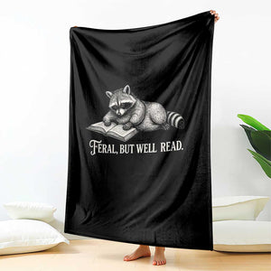 Feral But Well Read Throw Blanket Funny Raccoon Reading Book Lover TS14 Print Your Wear
