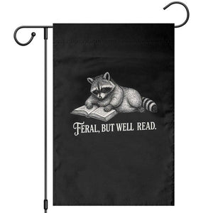 Feral But Well Read Garden Flag Funny Raccoon Reading Book Lover TS14 Black Print Your Wear