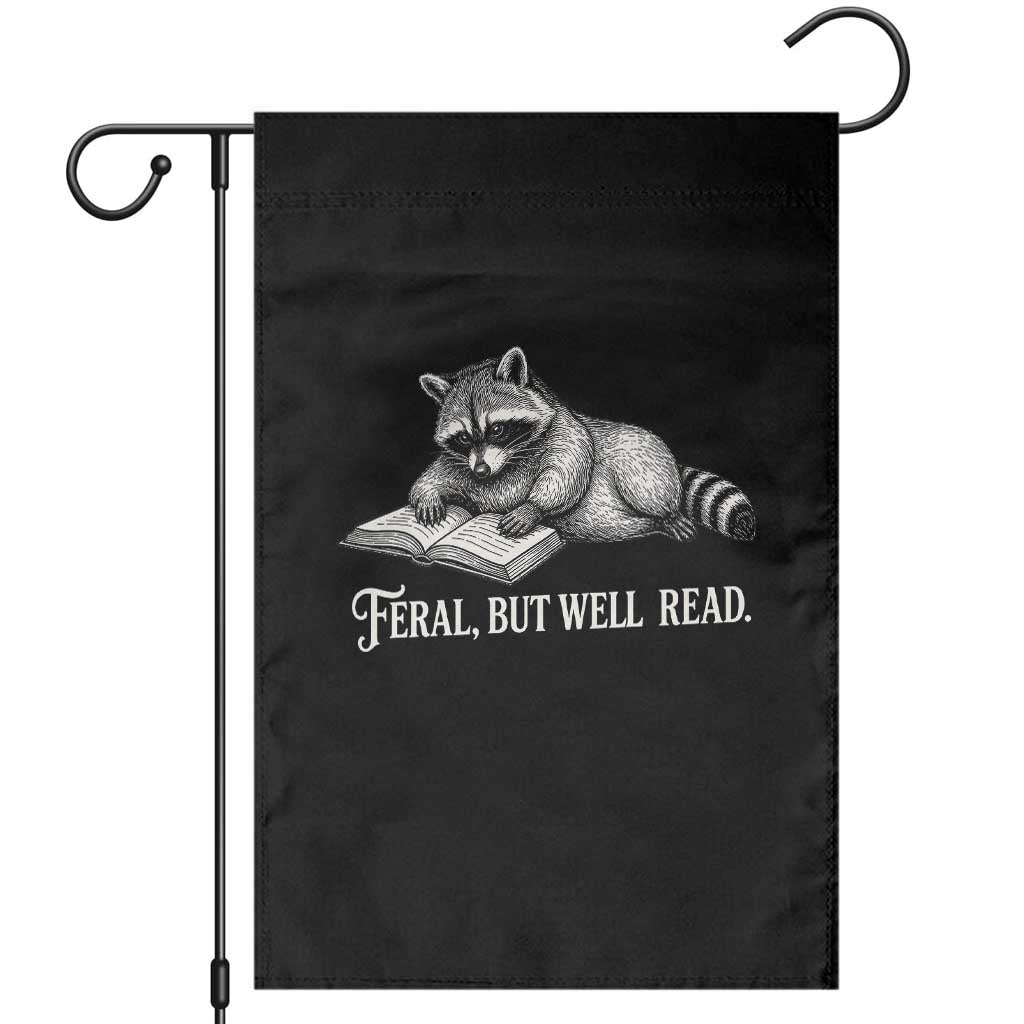 Feral But Well Read Garden Flag Funny Raccoon Reading Book Lover TS14 Black Print Your Wear