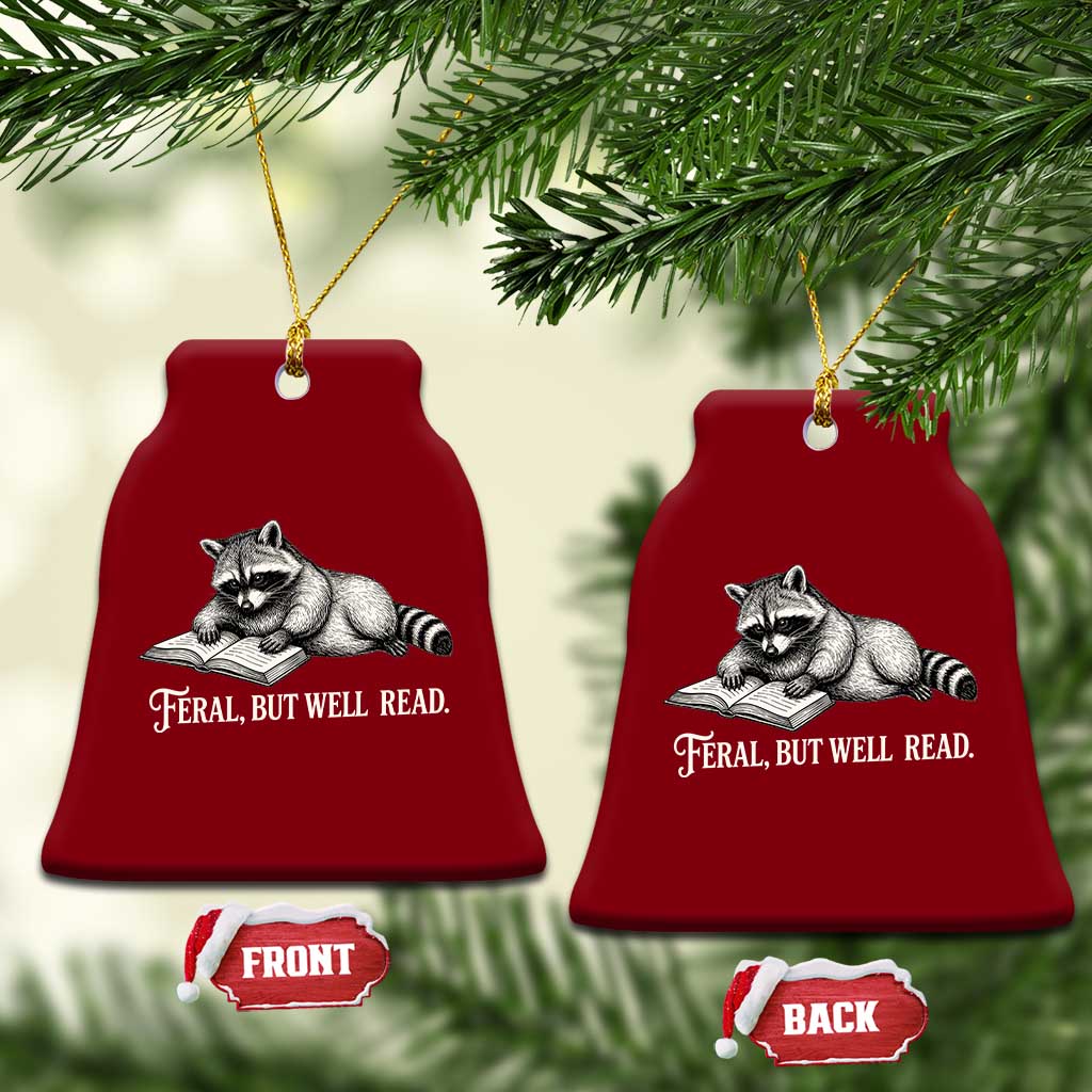 Feral But Well Read Ceramic Ornament Funny Raccoon Reading Book Lover TS14 Print Your Wear