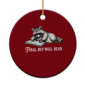 Feral But Well Read Ceramic Ornament Funny Raccoon Reading Book Lover TS14 1pc Red Print Your Wear