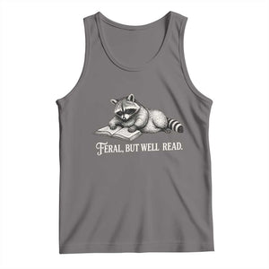 Feral But Well Read Tank Top Funny Raccoon Reading Book Lover TS14 Deep Heather Print Your Wear