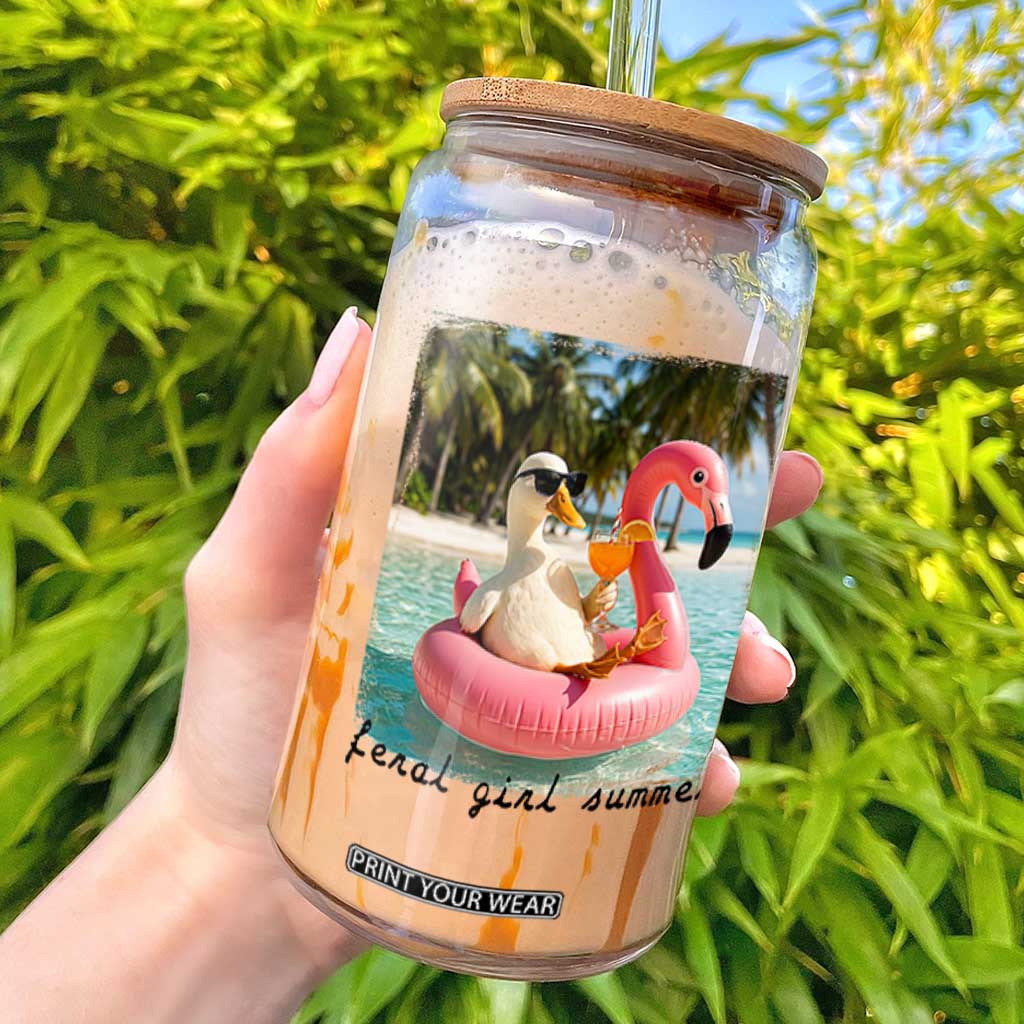 Feral Girl Summer Glass Can Silly Goose Summer Beach Meme TS14 White Print Your Wear