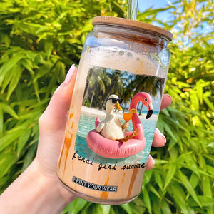 Feral Girl Summer Glass Can Silly Goose Summer Beach Meme TS14 White Print Your Wear