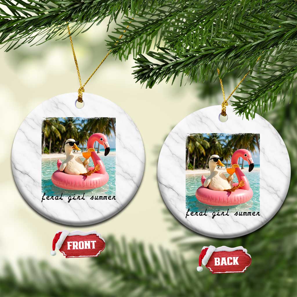 Feral Girl Summer Ceramic Ornament Silly Goose Summer Beach Meme TS14 1pc White Marble Print Your Wear