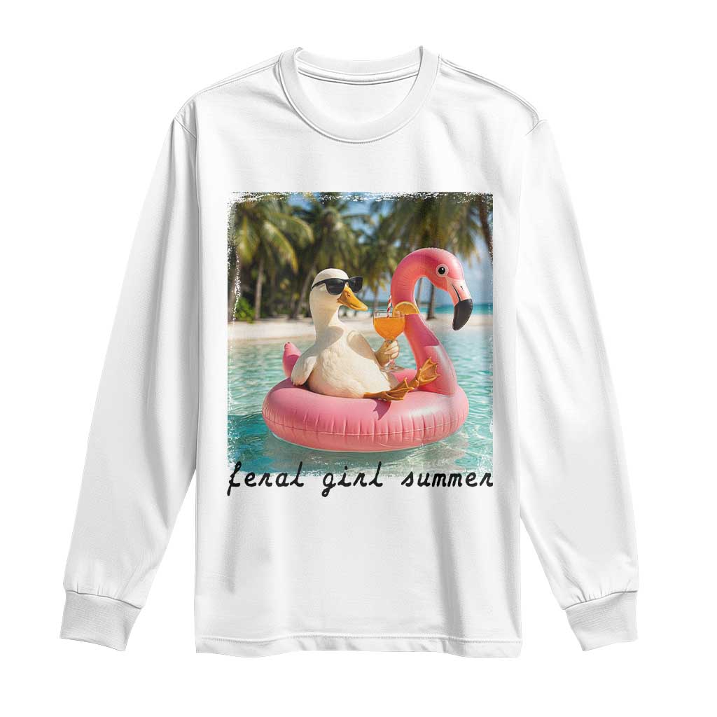Feral Girl Summer Long Sleeve Shirt Silly Goose Summer Beach Meme TS14 White Print Your Wear