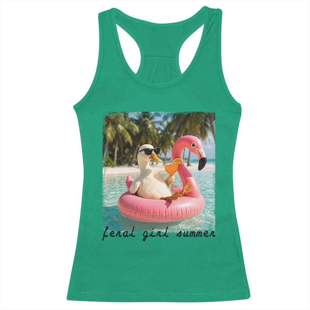 Feral Girl Summer Racerback Tank Top Silly Goose Summer Beach Meme TS14 Irish Green Print Your Wear