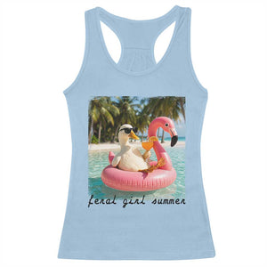 Feral Girl Summer Racerback Tank Top Silly Goose Summer Beach Meme TS14 Light Blue Print Your Wear