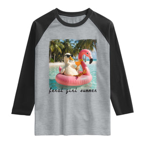 Feral Girl Summer Raglan Shirt Silly Goose Summer Beach Meme TS14 Heather Gray Black Print Your Wear