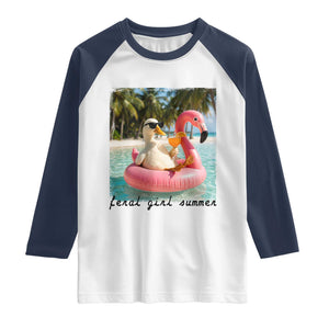 Feral Girl Summer Raglan Shirt Silly Goose Summer Beach Meme TS14 White Navy Print Your Wear