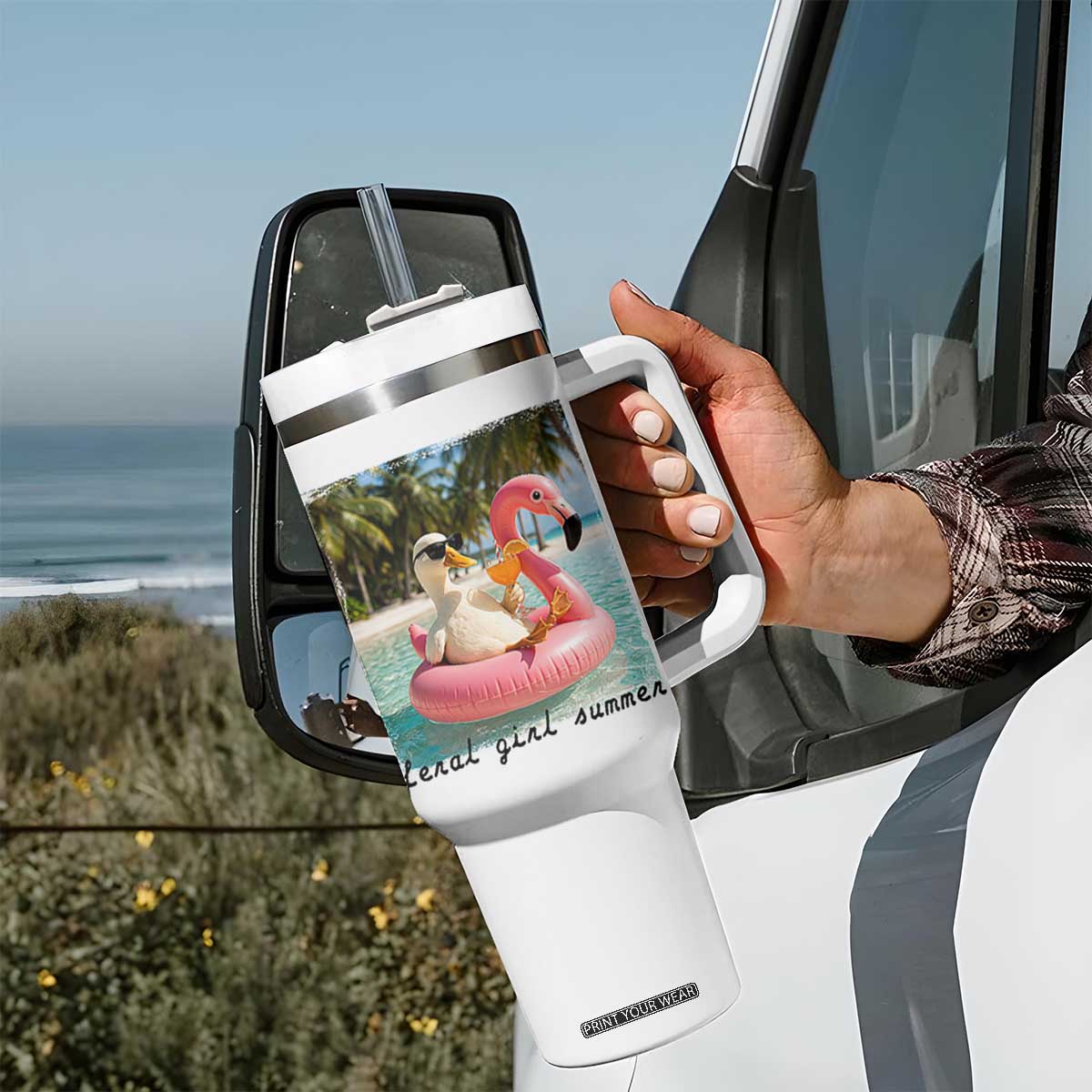 Feral Girl Summer Tumbler With Handle Silly Goose Summer Beach Meme TS14 Print Your Wear