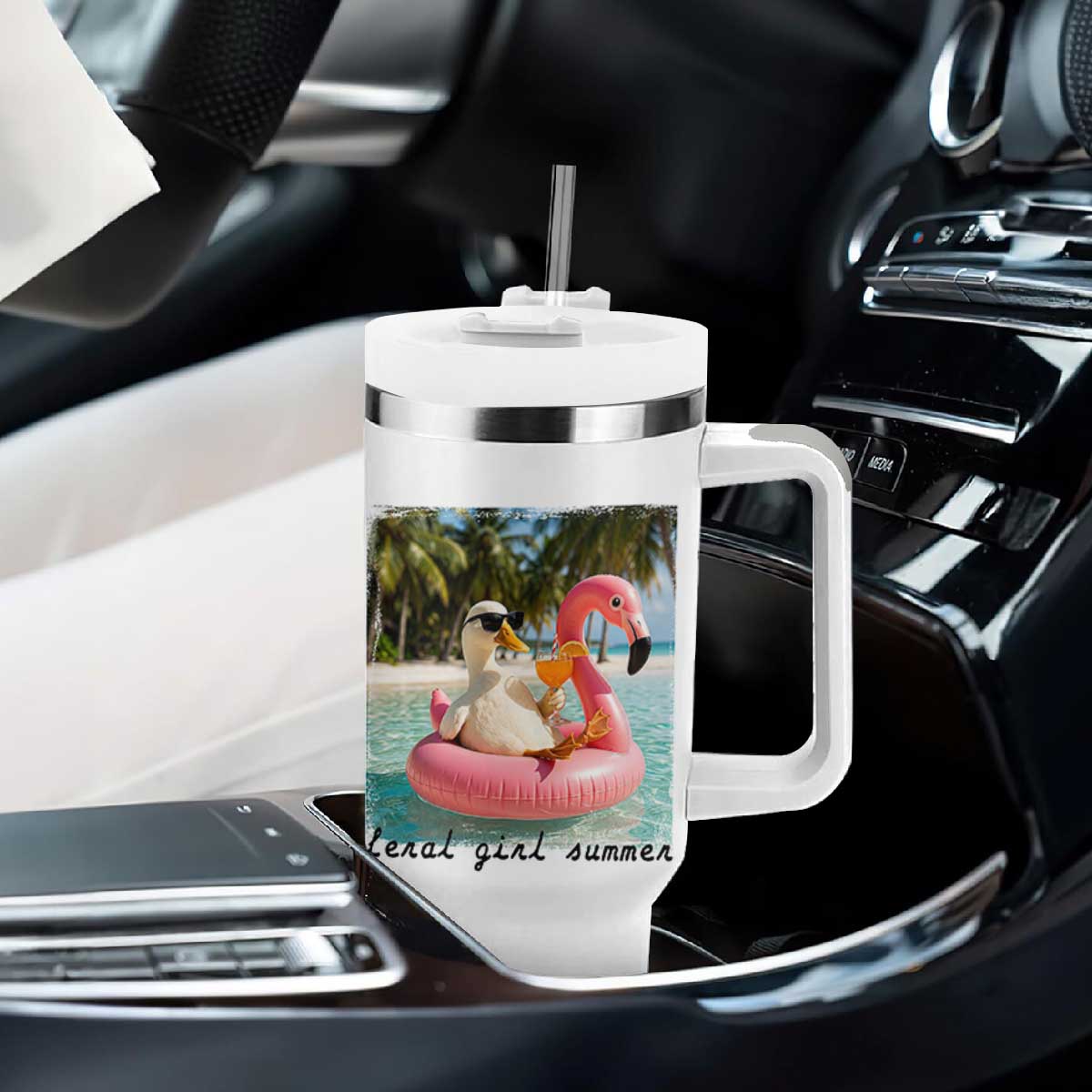 Feral Girl Summer Tumbler With Handle Silly Goose Summer Beach Meme TS14 Print Your Wear
