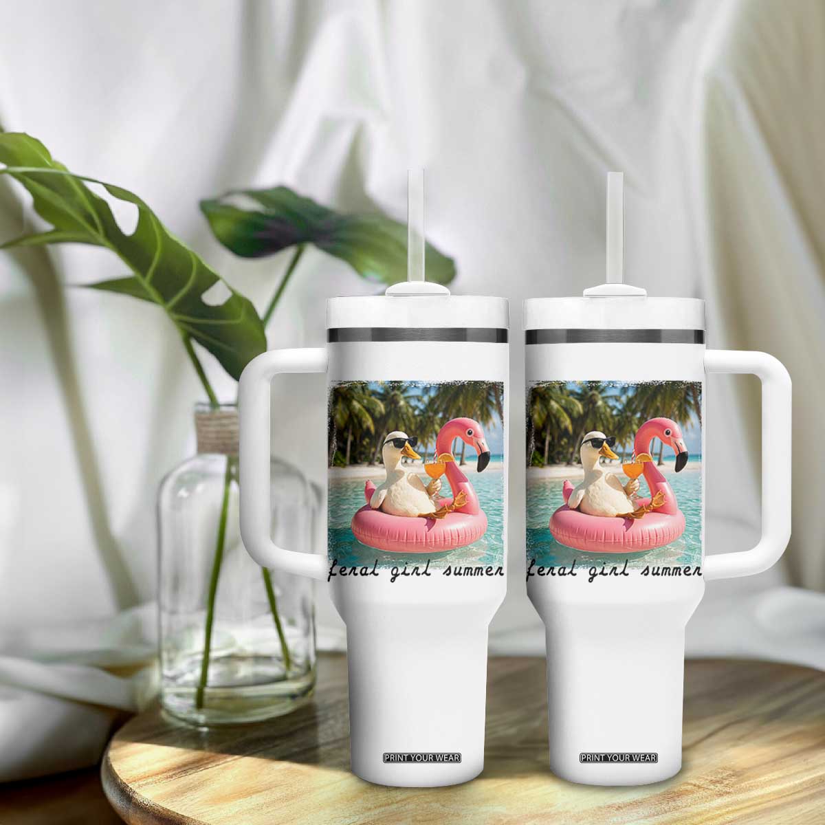 Feral Girl Summer Tumbler With Handle Silly Goose Summer Beach Meme TS14 Print Your Wear