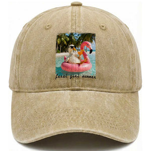 Feral Girl Summer Washed Cotton Baseball Cap Silly Goose Summer Beach Meme TS14 Print Your Wear