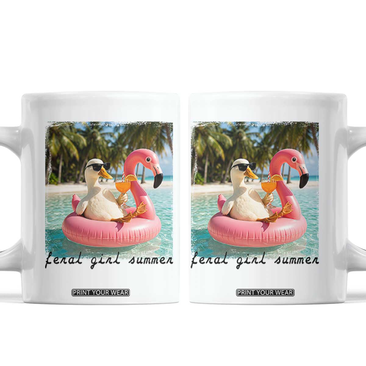 Feral Girl Summer Coffee Mug Silly Goose Summer Beach Meme TS14 White Print Your Wear