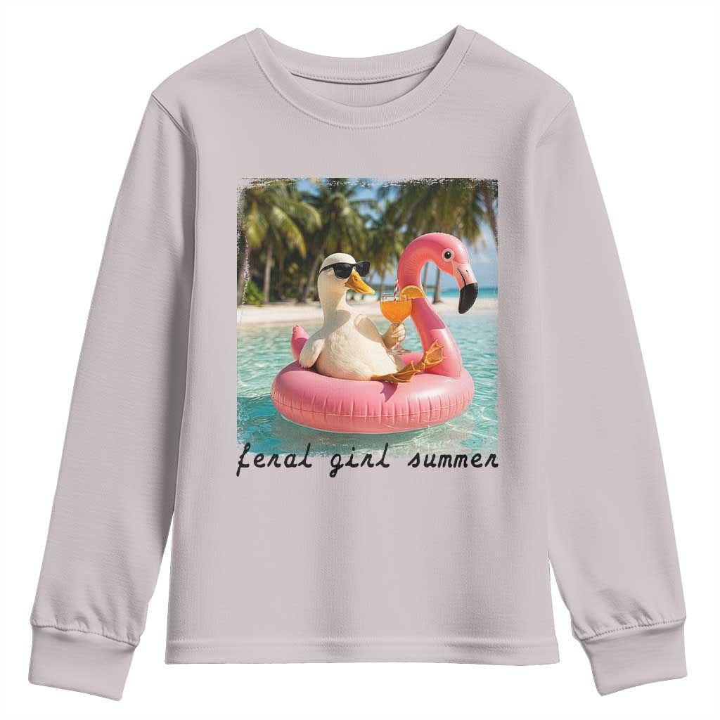 Feral Girl Summer Youth Sweatshirt Silly Goose Summer Beach Meme TS14 Ice Gray Print Your Wear