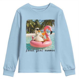 Feral Girl Summer Youth Sweatshirt Silly Goose Summer Beach Meme TS14 Light Blue Print Your Wear