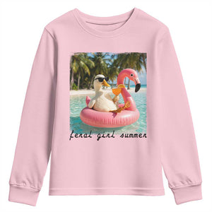 Feral Girl Summer Youth Sweatshirt Silly Goose Summer Beach Meme TS14 Light Pink Print Your Wear
