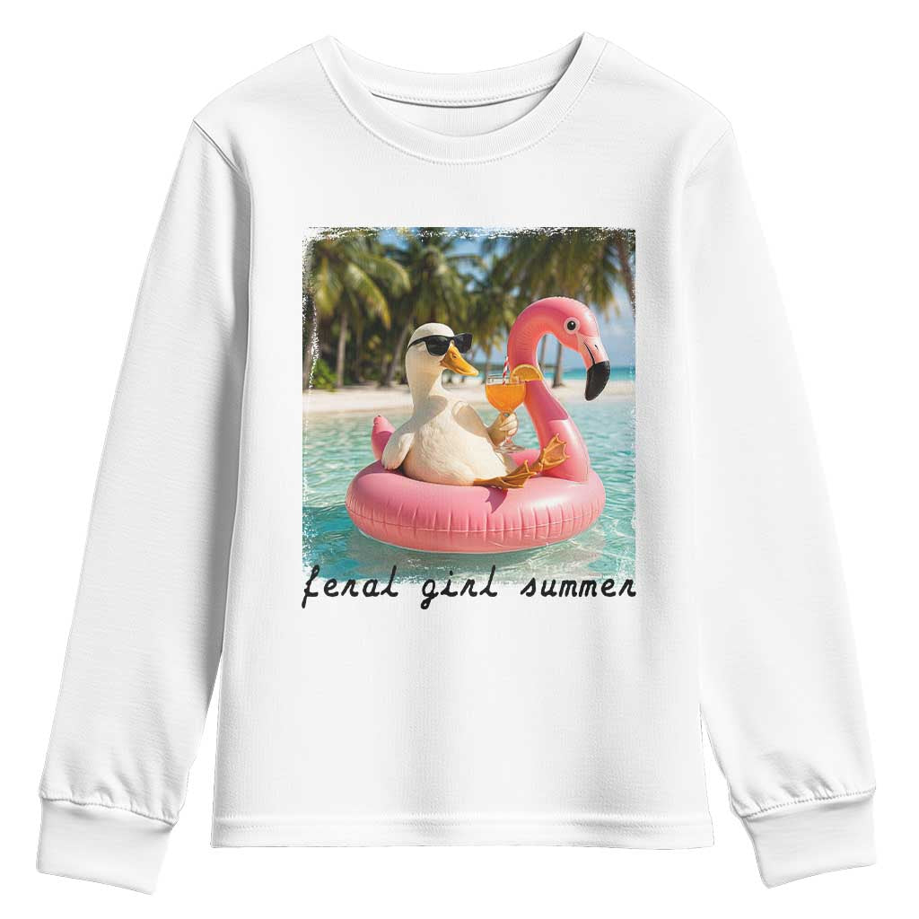 Feral Girl Summer Youth Sweatshirt Silly Goose Summer Beach Meme TS14 White Print Your Wear