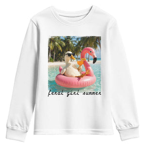 Feral Girl Summer Youth Sweatshirt Silly Goose Summer Beach Meme TS14 White Print Your Wear