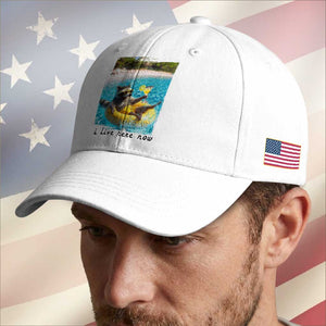 I Live Here Now Raccoon Baseball Cap Funny Summer Vacation Meme TS14 Print Your Wear