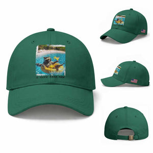 I Live Here Now Raccoon Baseball Cap Funny Summer Vacation Meme TS14 Baseball Cap Universal Fit Irish Green Print Your Wear