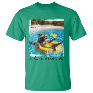 I Live Here Now Raccoon T Shirt Funny Summer Vacation Meme TS14 Irish Green Print Your Wear