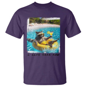 I Live Here Now Raccoon T Shirt Funny Summer Vacation Meme TS14 Purple Print Your Wear