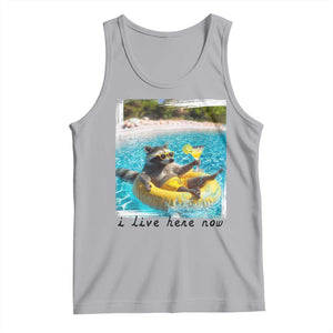 I Live Here Now Raccoon Tank Top Funny Summer Vacation Meme TS14 Athletic Heather Print Your Wear