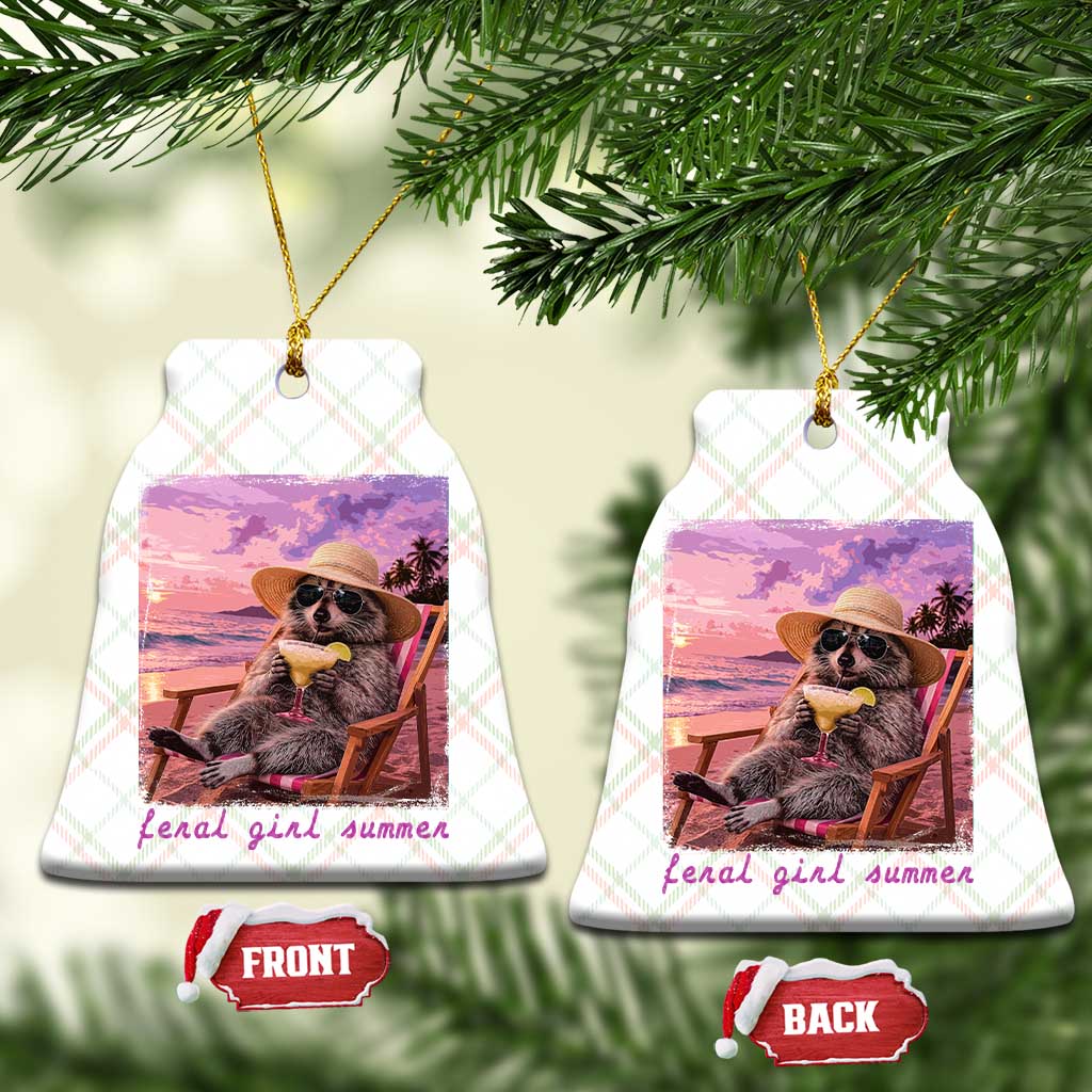 Feral Girl Summer Ceramic Ornament Funny Raccoon Summer Beach Meme TS14 Print Your Wear