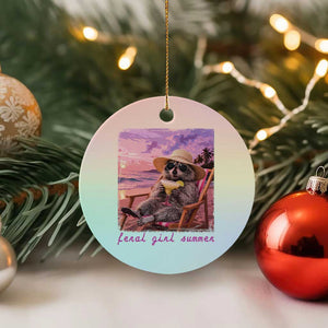 Feral Girl Summer Ceramic Ornament Funny Raccoon Summer Beach Meme TS14 1pc Pastel Print Your Wear