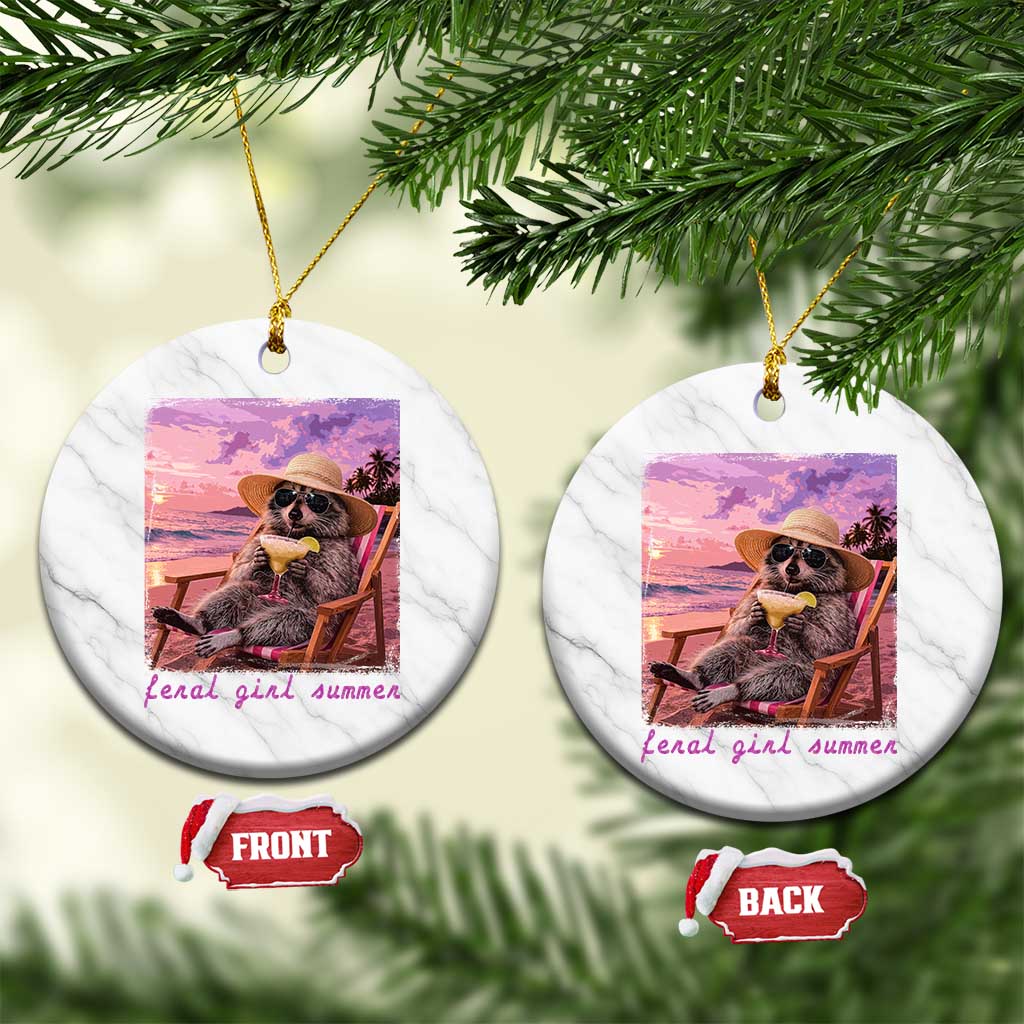 Feral Girl Summer Ceramic Ornament Funny Raccoon Summer Beach Meme TS14 1pc White Marble Print Your Wear