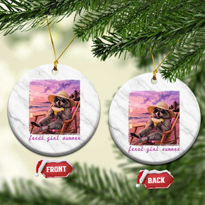 Feral Girl Summer Ceramic Ornament Funny Raccoon Summer Beach Meme TS14 1pc White Marble Print Your Wear