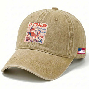 If Crabby Please Return To The Beach Washed Cotton Baseball Cap Funny Crab Summer Vibes TS14 Print Your Wear
