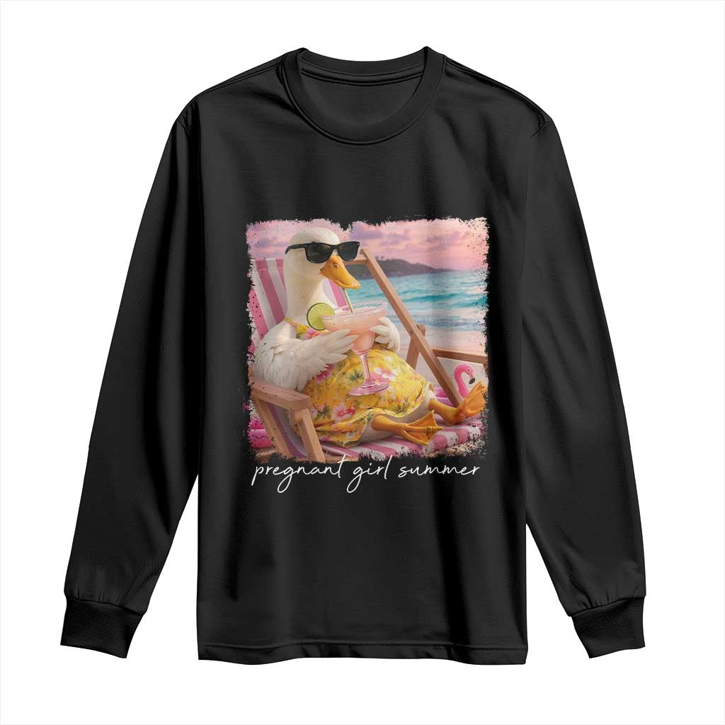 Pregnant Girl Summer Long Sleeve Shirt Silly Goose Mom Baby Announcement TS14 Black Print Your Wear