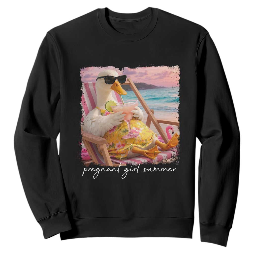 Pregnant Girl Summer Sweatshirt Silly Goose Mom Baby Announcement TS14 Black Print Your Wear