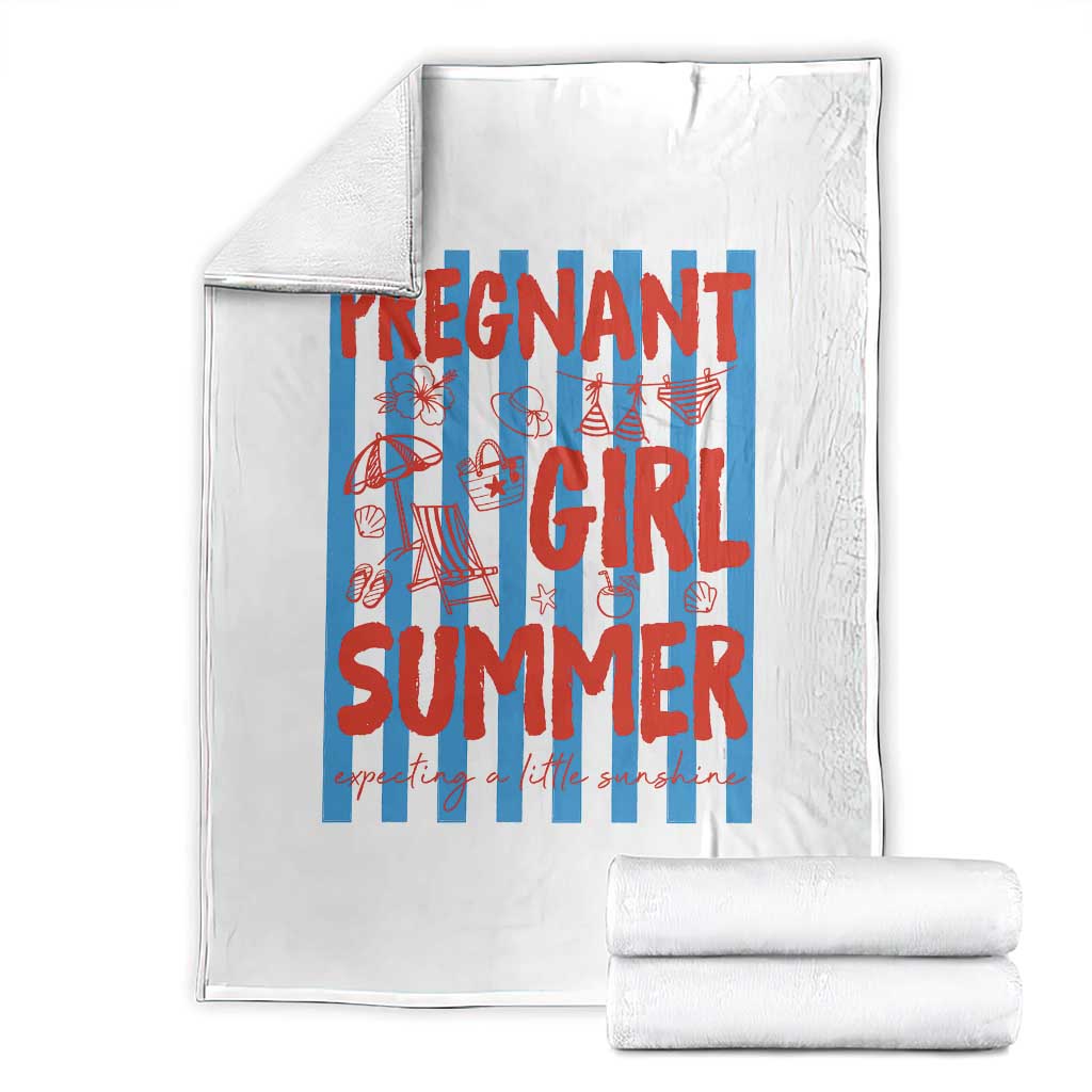 Pregnant Girl Summer Throw Blanket Funny Beach Pregnancy Announcement TS14 White Print Your Wear