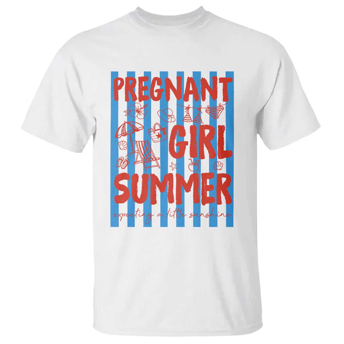 Pregnant Girl Summer T Shirt Funny Beach Pregnancy Announcement TS14 White Print Your Wear