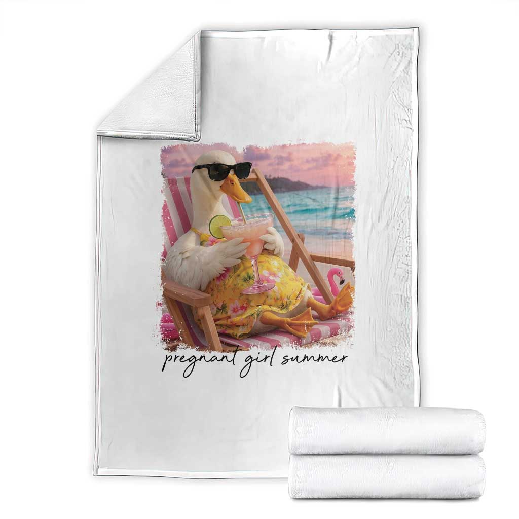 Pregnant Girl Summer Goose Mom Throw Blanket Funny Pregnancy Announcement TS14 White Print Your Wear