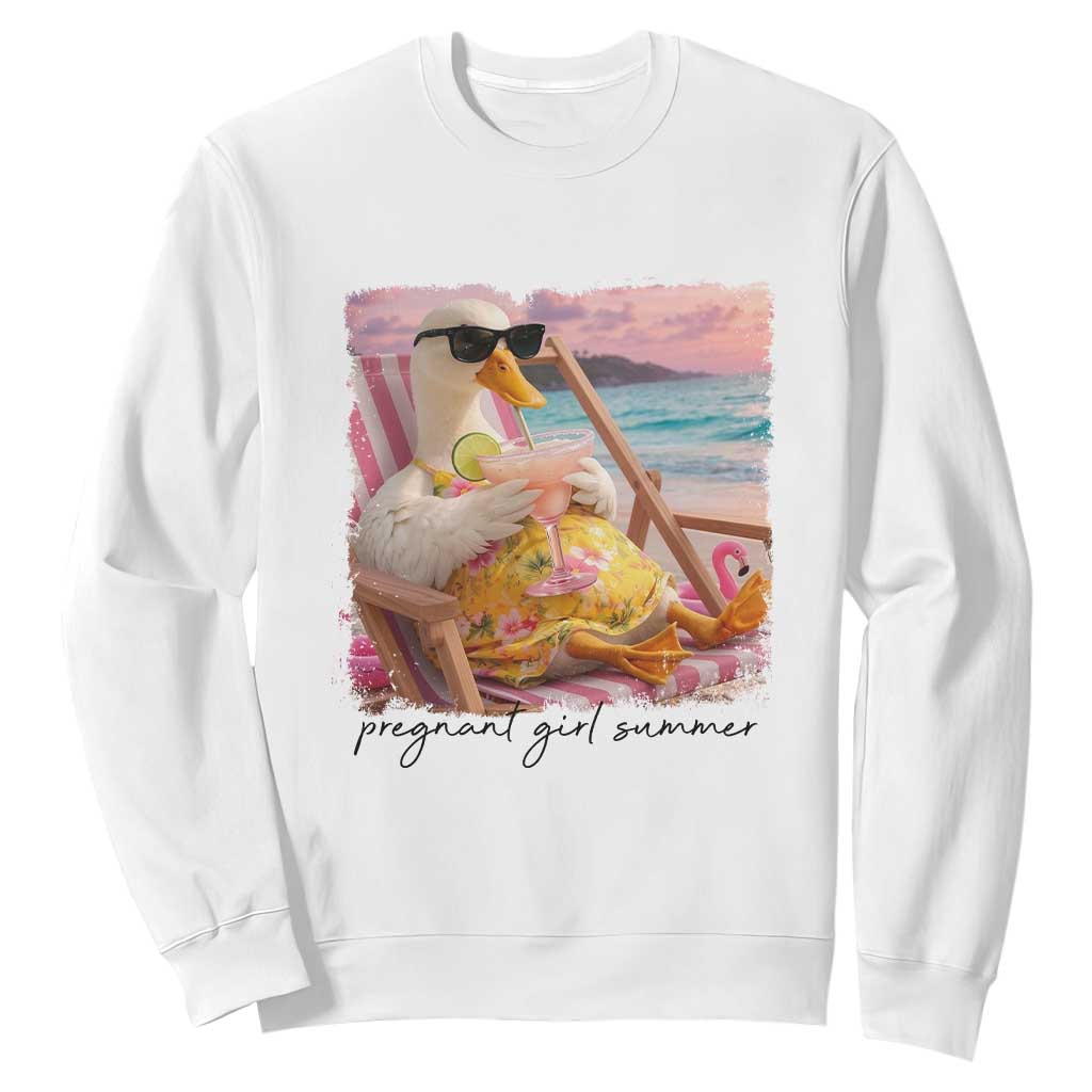 Pregnant Girl Summer Goose Mom Sweatshirt Funny Pregnancy Announcement TS14 White Print Your Wear