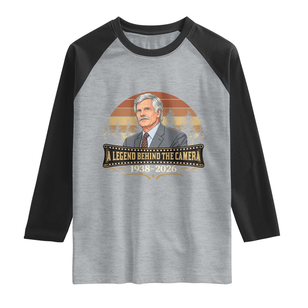 Media Mogul Turner Memorial Raglan Shirt A Legend Behind The Camera TS14 Heather Gray Black Print Your Wear