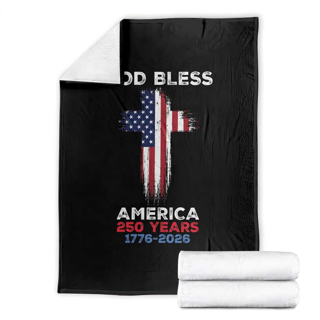 God Bless America 250 Years 1776-2026 Throw Blanket Christian Cross Flag TS14 Black Print Your Wear