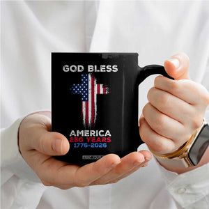 God Bless America 250 Years 1776-2026 Coffee Mug Christian Cross Flag TS14 Print Your Wear