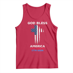 God Bless America 250 Years 1776-2026 Tank Top Christian Cross Flag TS14 Red Print Your Wear
