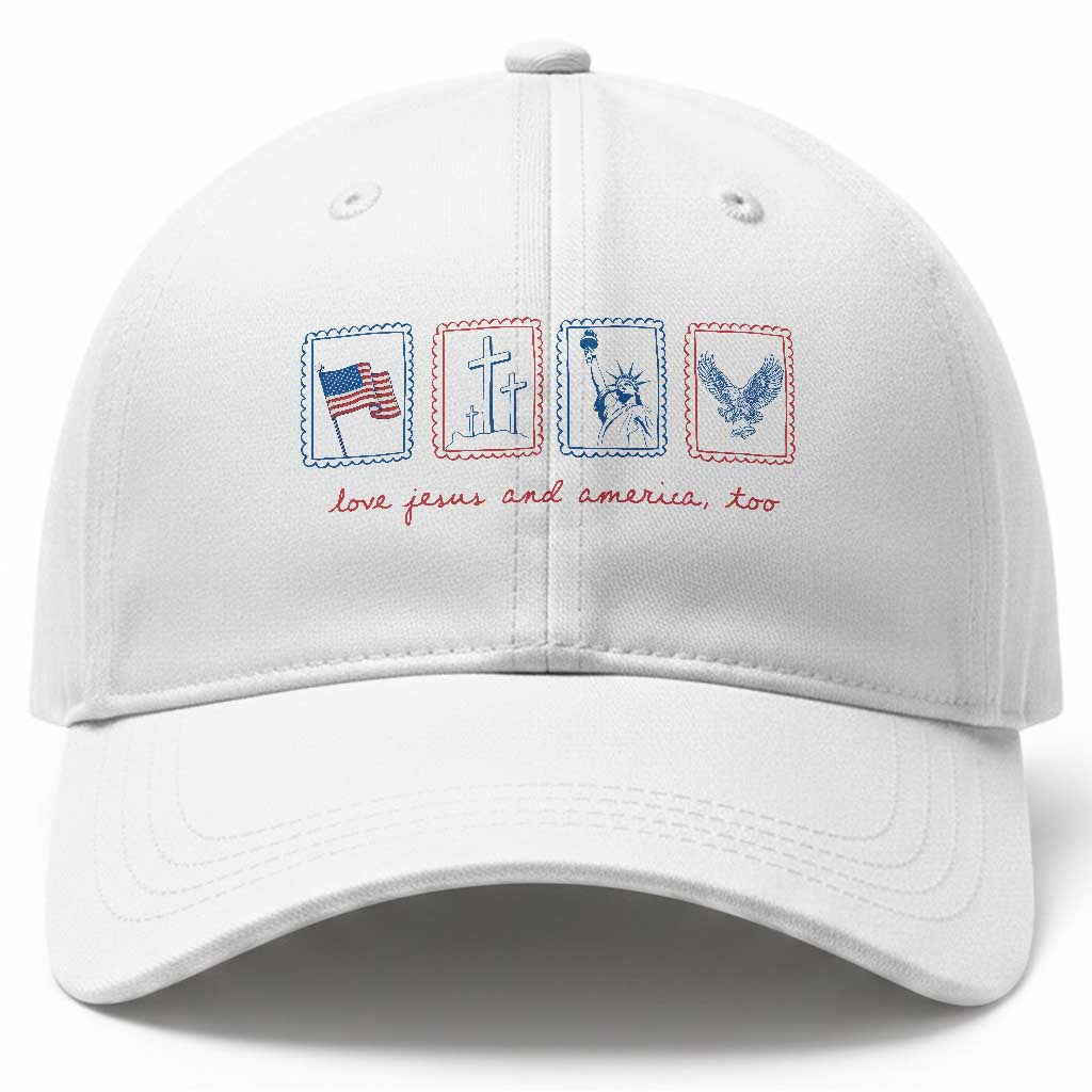Loves Jesus and America Too Baseball Cap 4th of July Christian TS14 Print Your Wear