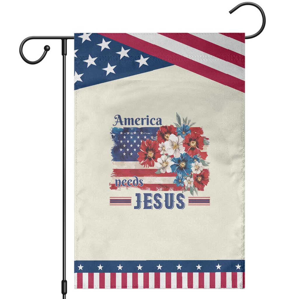 America Needs Jesus Patriotic Garden Flag Christian Floral US Flag 4th of July TS14 Modern Beige Blue Print Your Wear