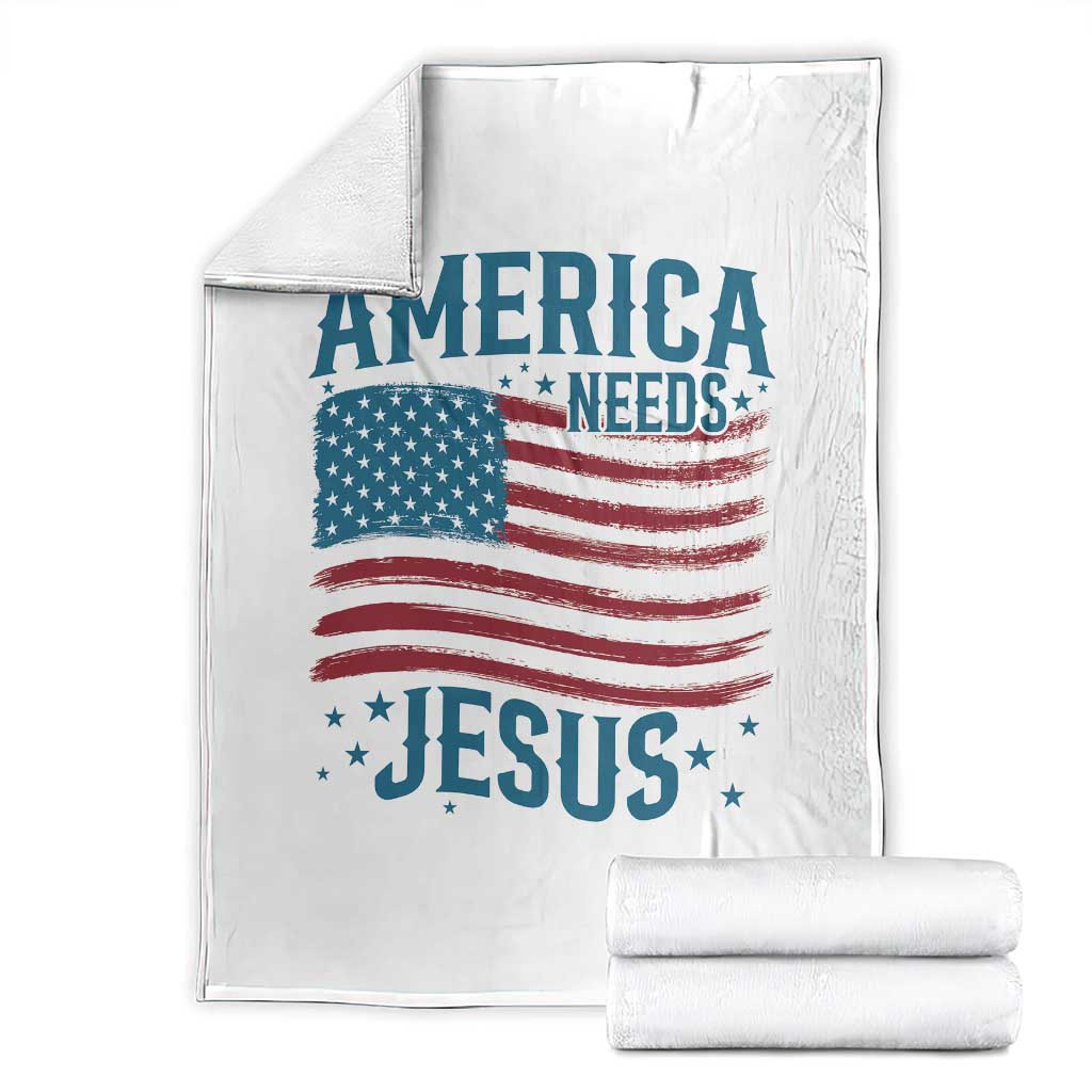 America Needs Jesus Throw Blanket 4th of July Christian TS14 White Print Your Wear
